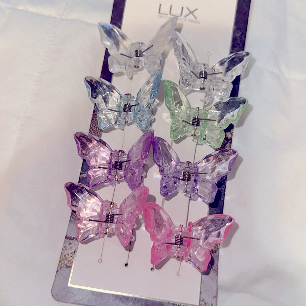 Butterfly faceted hair clips